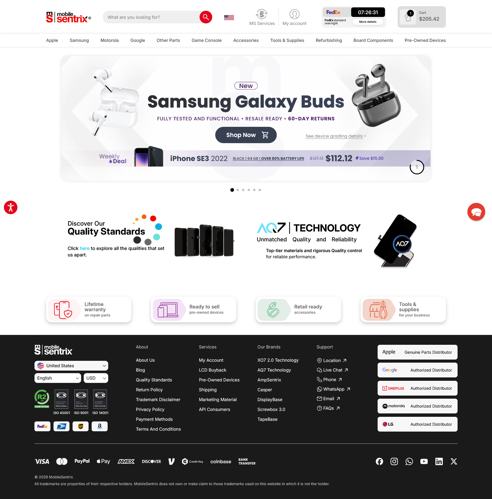 MobileSentrix website preview