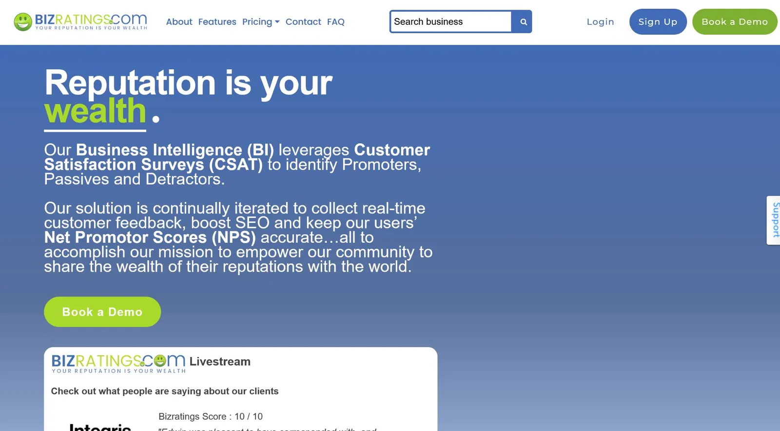 BizRatings website home page
