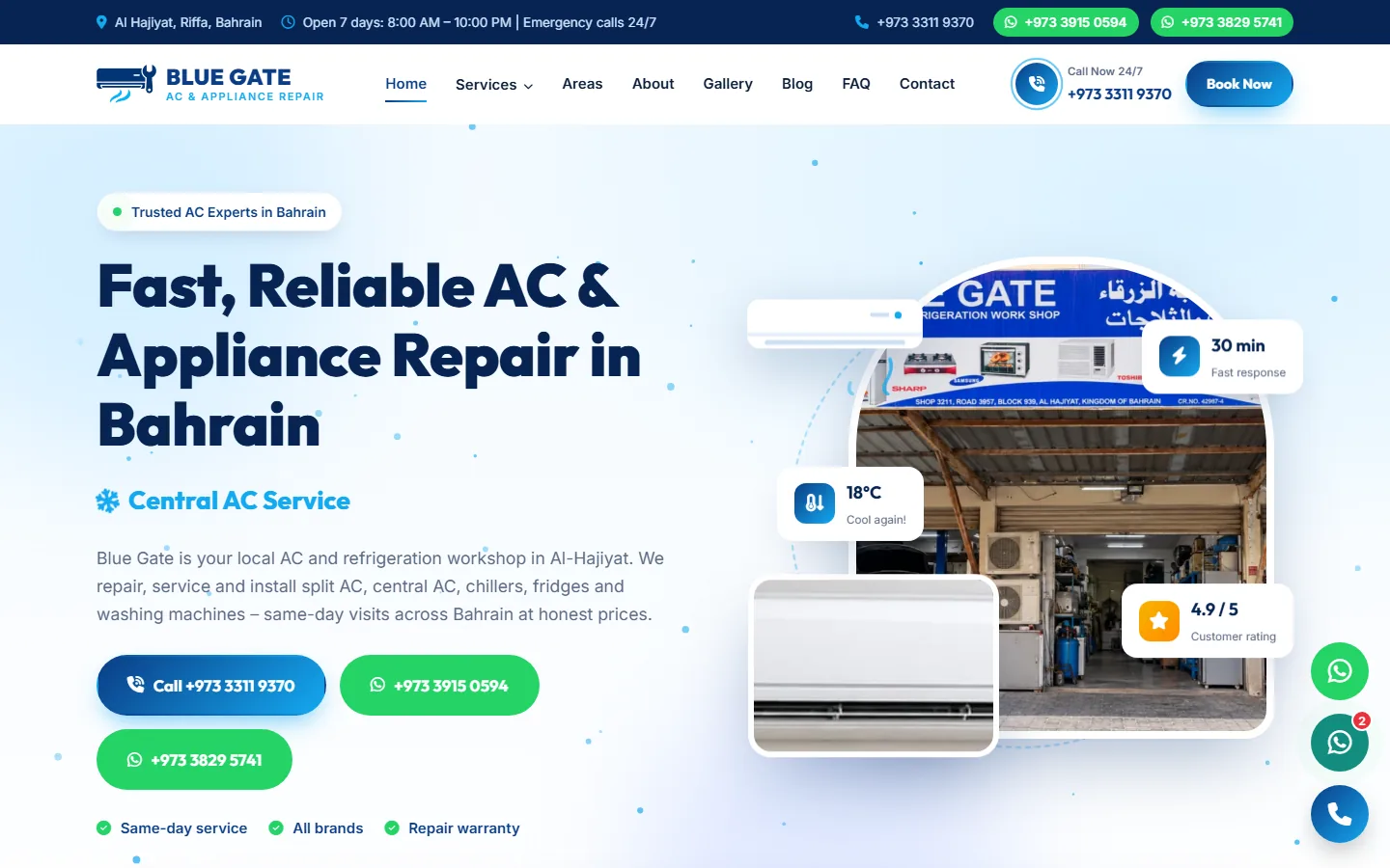 Blue Gate AC website home page designed by 1MillionWebs