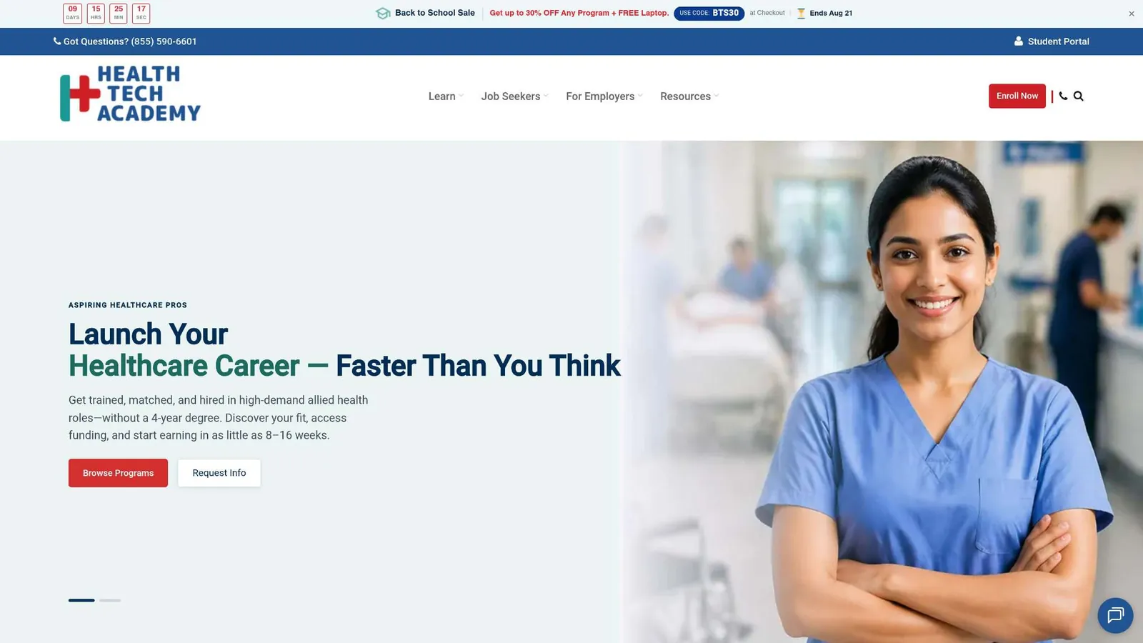 Health Tech Academy website home page