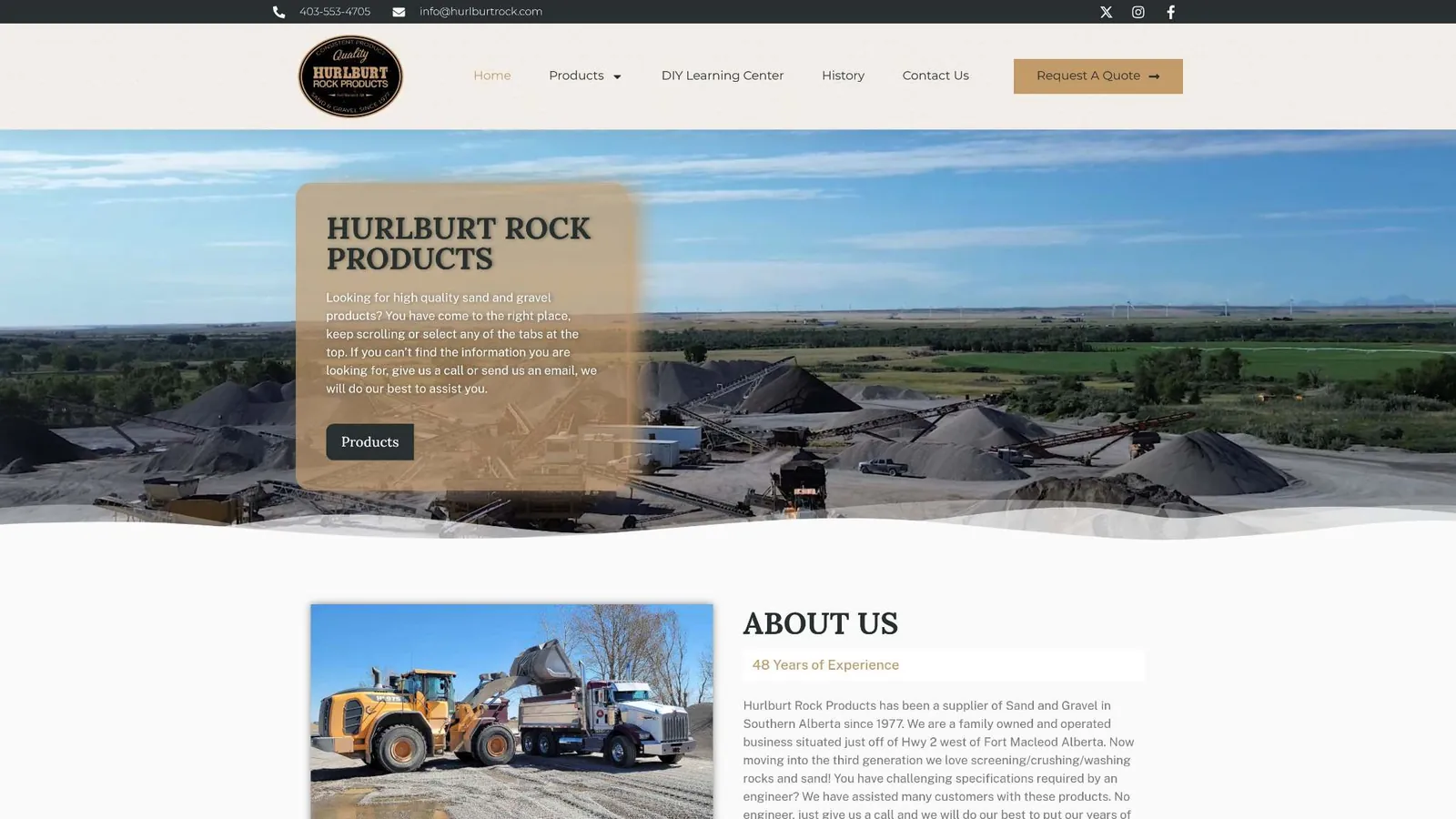 Hurlburt Rock Products website home page