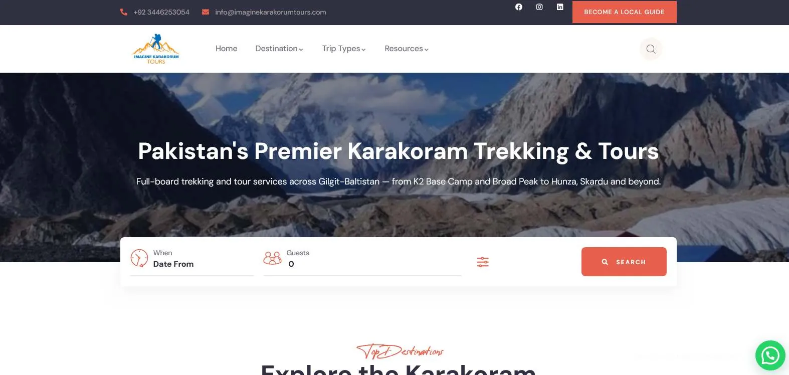 Imagine Karakorum Tours website home page