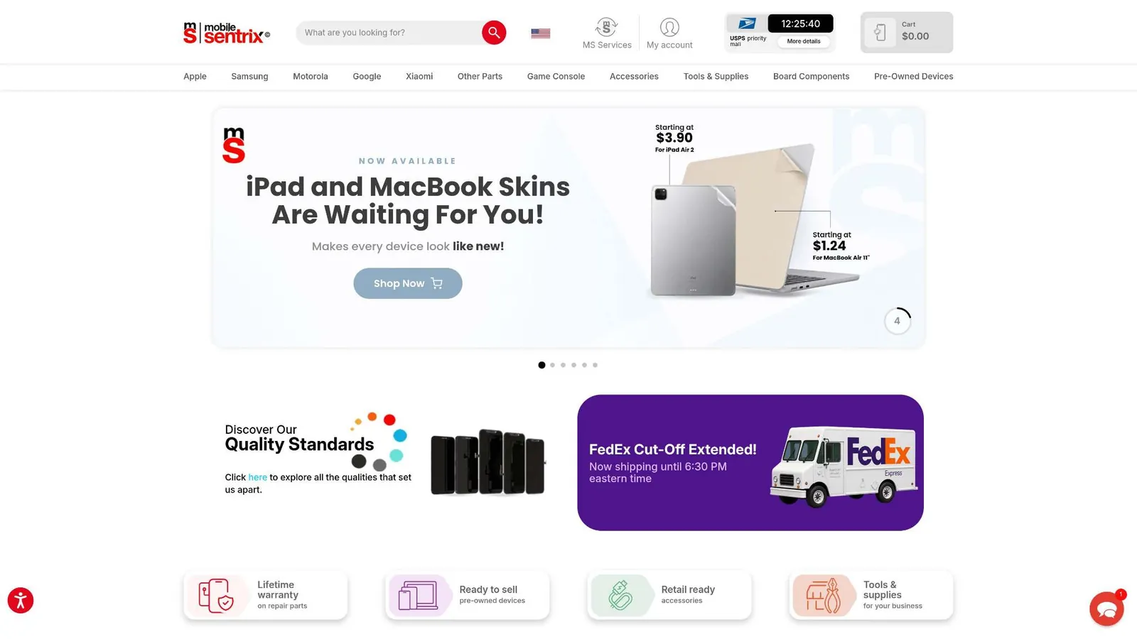 MobileSentrix website home page
