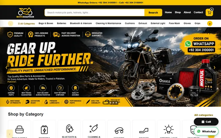 Moto Solution website home page