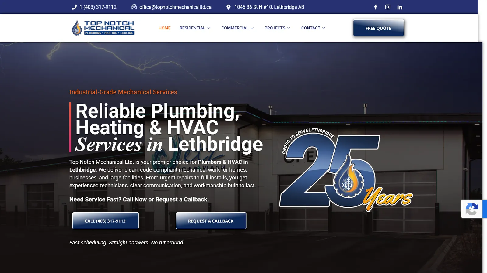 Top Notch Mechanical website home page