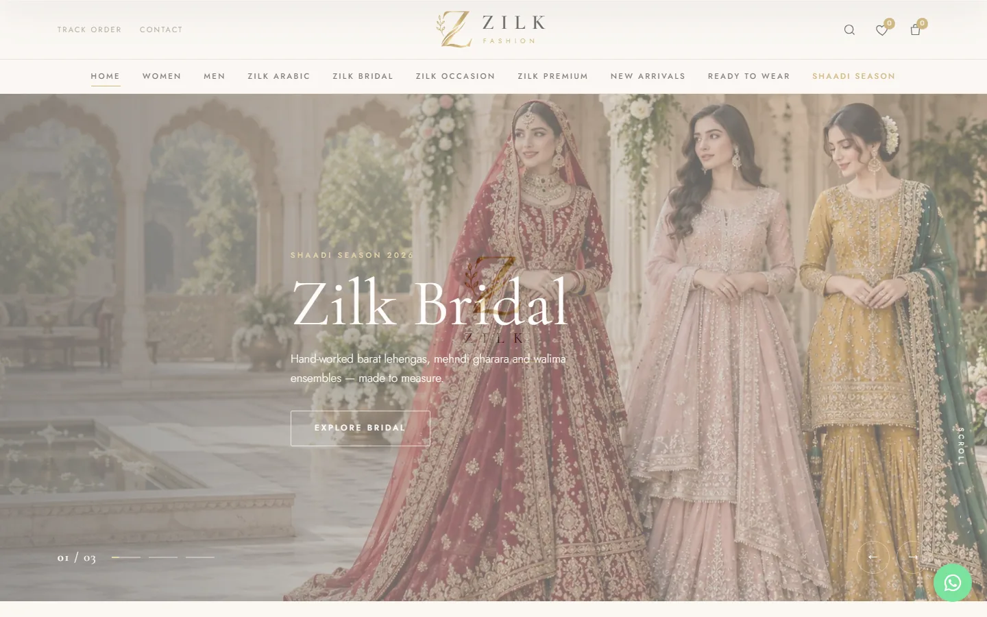 Zilk Fashion website home page designed by 1MillionWebs